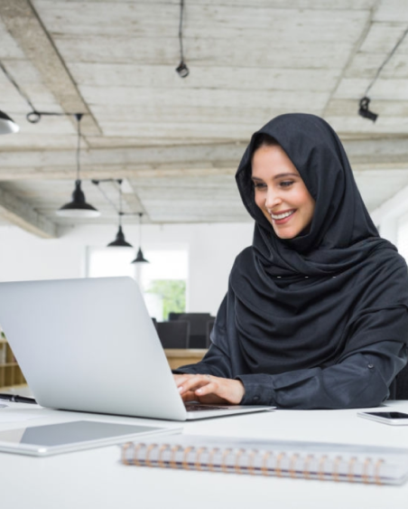 Muslim Business Woman Working on Laptop- 3